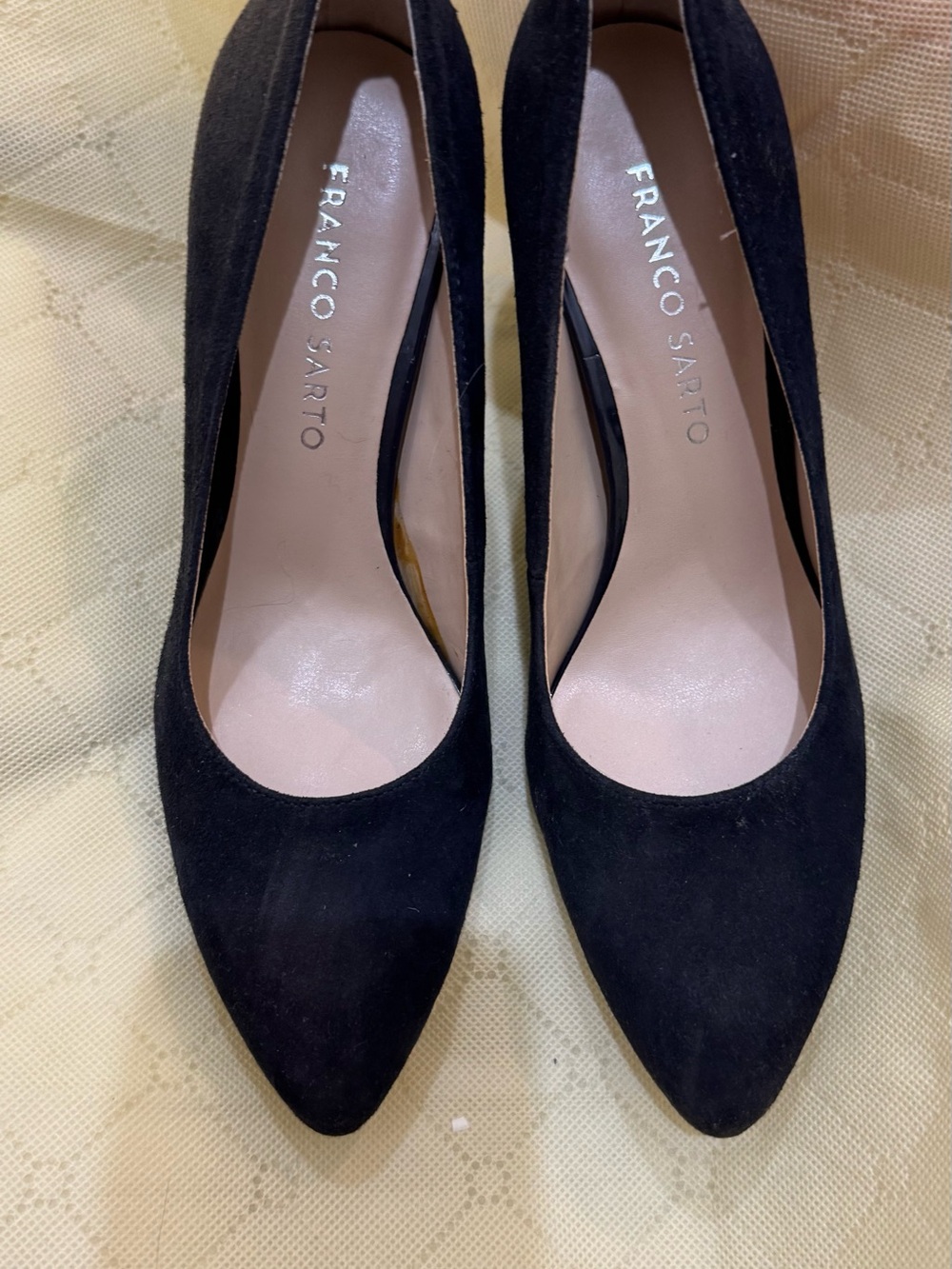 Franco Sarto Navy Suede Pointed Pumps